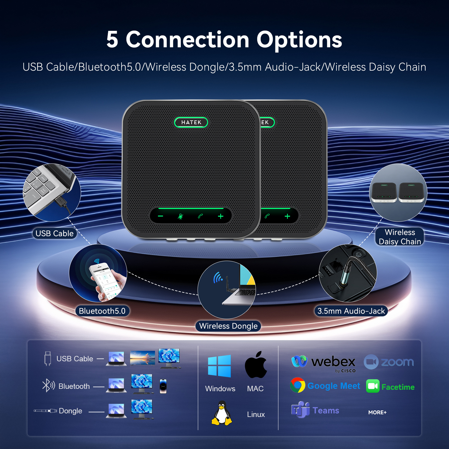 Loa & Micro Bluetooth Hội nghị mở rộng không dây Hatek BM32W