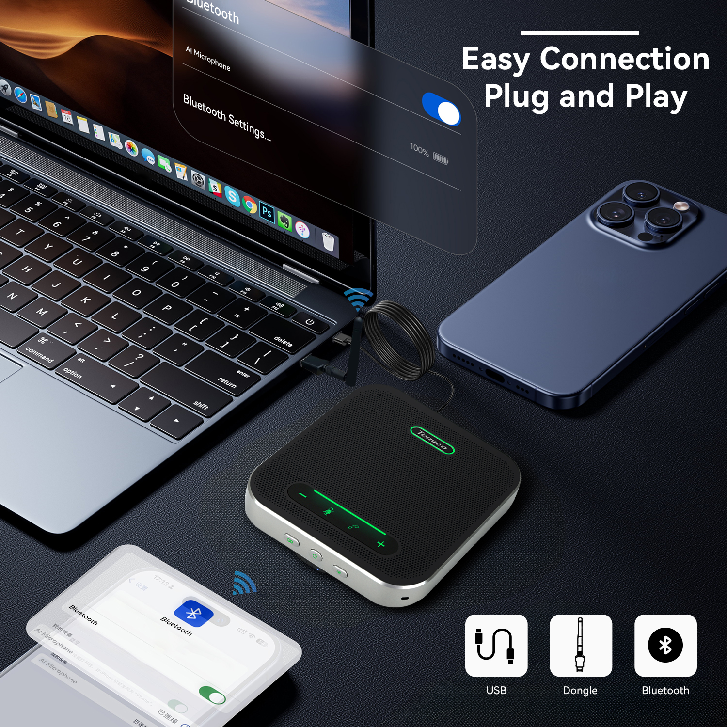 Loa & Micro Bluetooth Hội nghị mở rộng không dây Hatek BM32W