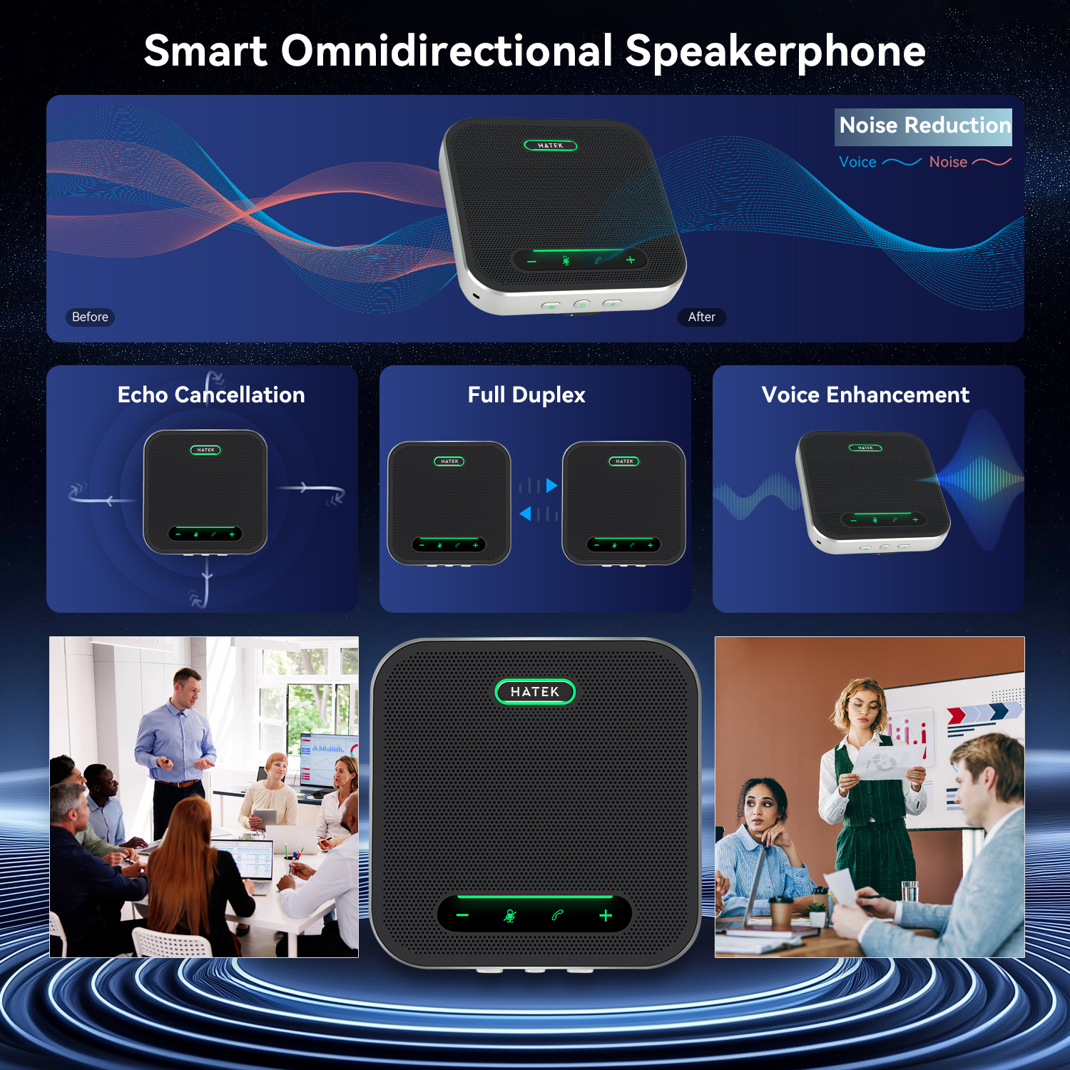 Loa & Micro Bluetooth Hội nghị mở rộng không dây Hatek BM32W