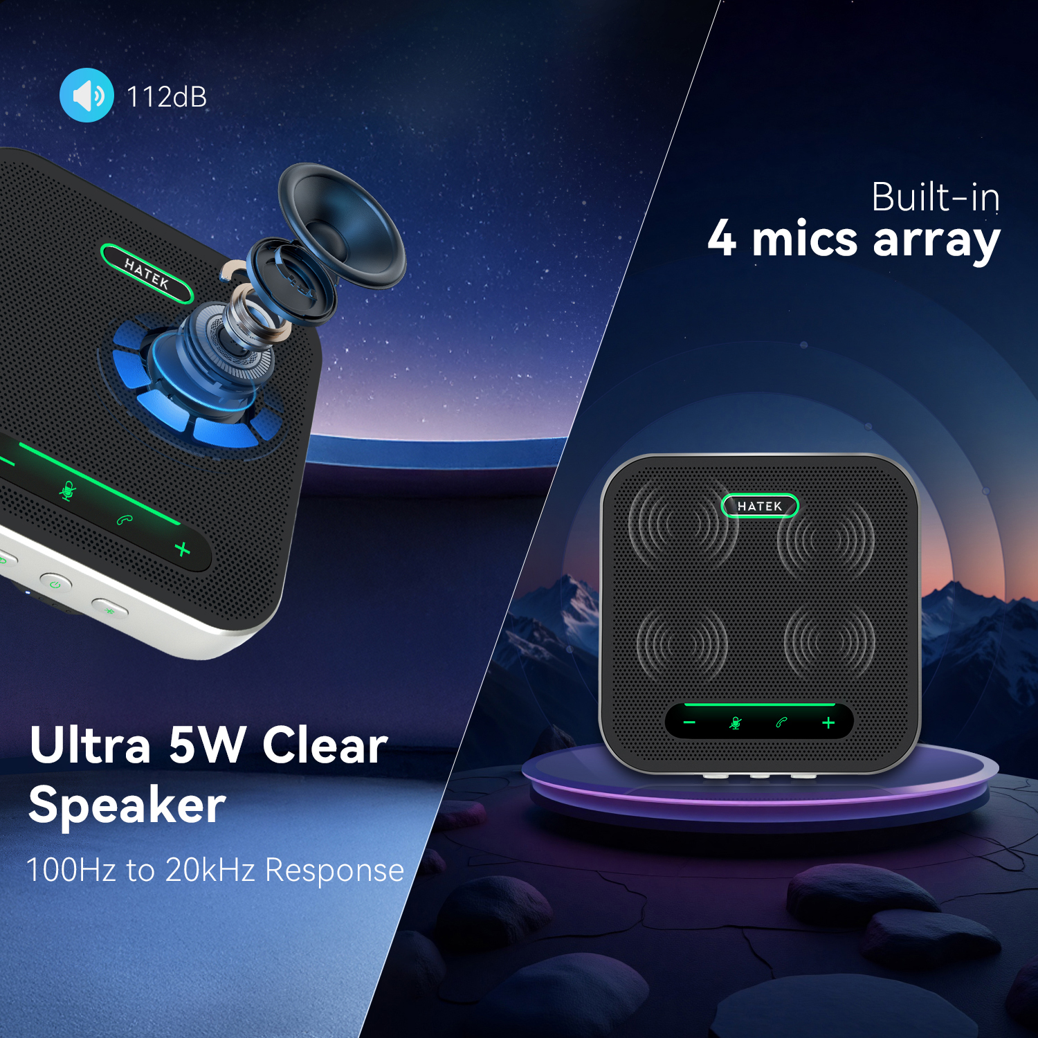 Loa & Micro Bluetooth Hội nghị mở rộng không dây Hatek BM32W