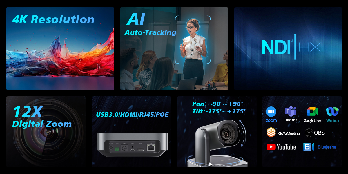 Camera Hội nghị PTZ 4K12UHR - 12x, 4K, USB HDMI, RJ45